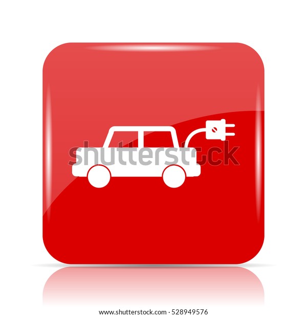 Electric car icon. Electric car website\
button on white\
background.\
