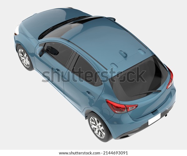 Electric car isolated on background. 3d\
rendering -\
illustration