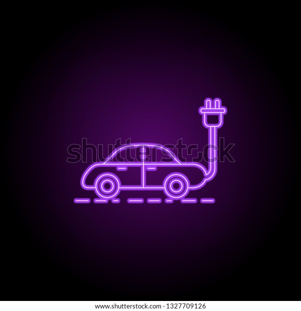 electric car outline icon. Elements of Ecology\
in neon style icons. Simple icon for websites, web design, mobile\
app, info\
graphics