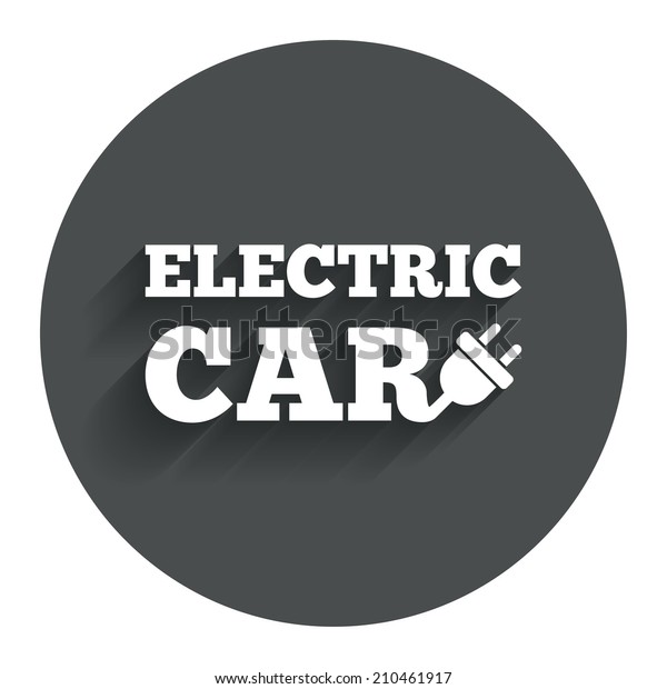 Electric car sign icon. Electric vehicle\
transport symbol. Circle flat button with shadow. Modern UI website\
navigation.