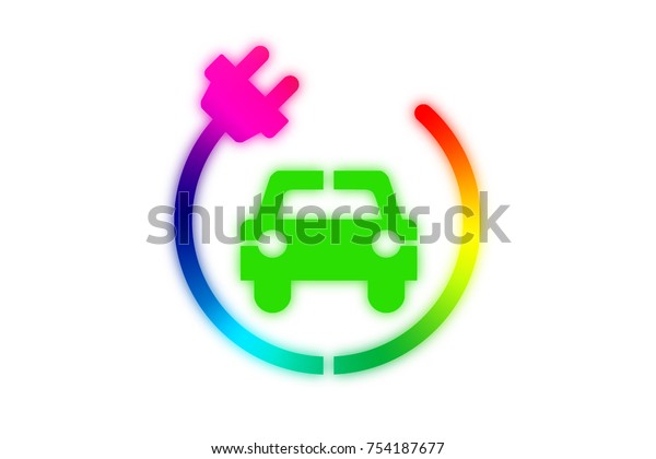 Electric car symbol on
white
background