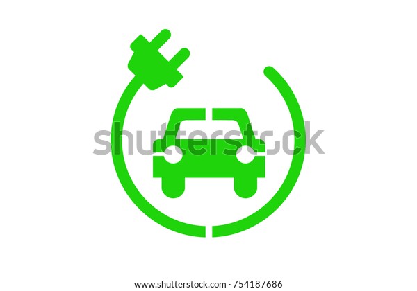 Electric car symbol on\
white\
background