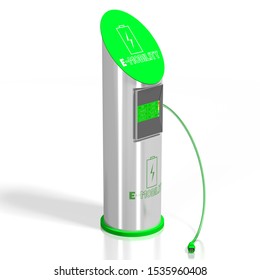 Electric car/ electric vehicle charging station. 3D rendering