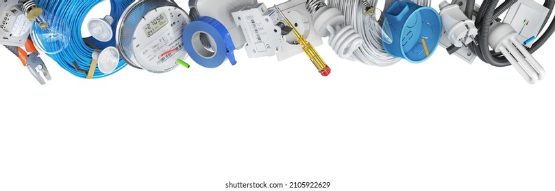 Electric components in the side  on a white background. 3d illustration - Powered by Shutterstock