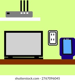 Electric. Devise. Several drawing. Mobile phone. Modem.