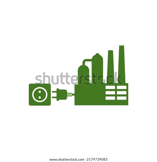 Electric Eco factory industry energy icon\
isolated on white\
background