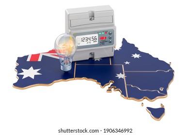 Electric Energy Consumption In Australia, 3D Rendering Isolated On White Background