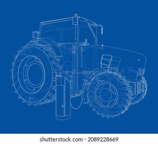 Electric Farm Tractor Charging Station Sketch. 3d Illustration