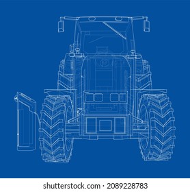 Electric Farm Tractor Charging Station Sketch. 3d Illustration