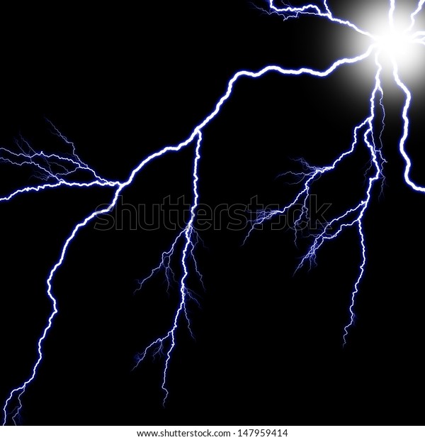 Electric Flash Lightning On Blue Background: Ilustrações Stock ...