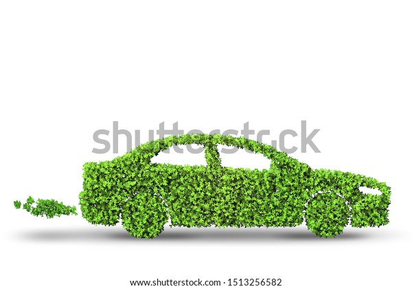 Electric green car isolated on the white\
background - 3D\
rendering