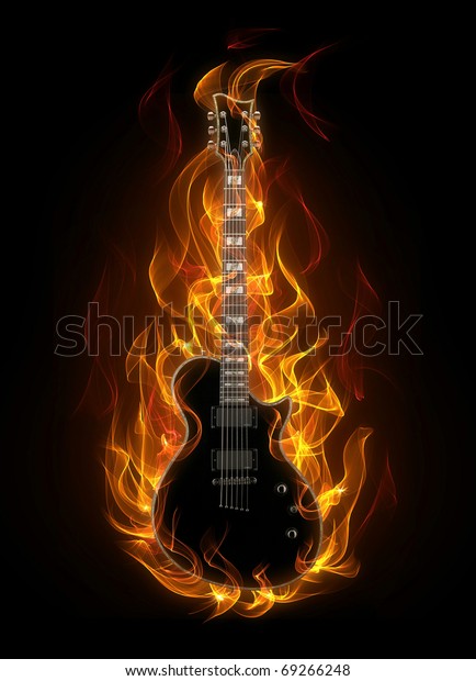 Electric Guitar Fire Flames Stock Illustration 69266248 Shutterstock 