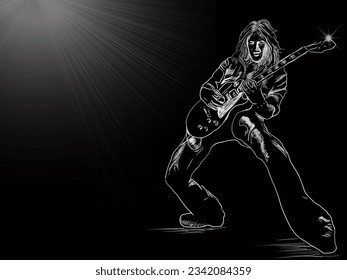 Electric guitar player sketch vector illustration - Powered by Shutterstock