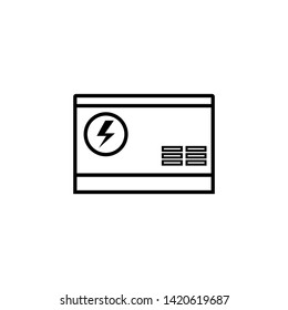 Electric Home Generator Outline Icon. Clipart Image Isolated On White Background