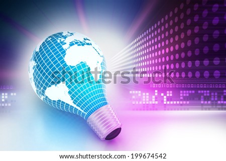an electric light bulb with a world map