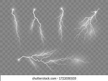 Electric lighting effects. Lightning and thunder, glow and sparkle effect. A symbol of natural strength or magic. Light and shine, abstract, electricity and explosion.