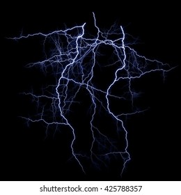 Electric Lightning Strike On Black Background Stock Illustration ...