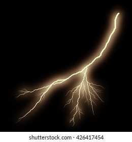 Electric Lightning Strike On Black Background Stock Illustration