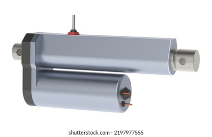 Electric Linear Actuator 12VDC 3D Rendering Isolated On White Background