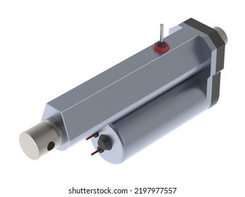 Electric Linear Actuator 12VDC 3D Rendering Isolated On White Background