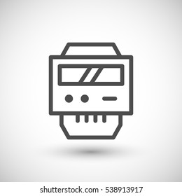 Electric Meter Line Icon Isolated On Grey