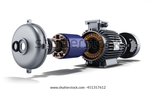 Electric Motor Disassembled State 3d Illustration Stock Illustration ...