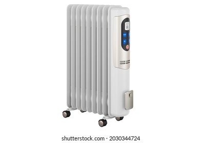 Electric oil heater, 3D rendering isolated on white background 