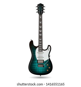 Electric playing jazz and rock guitar. Realistic illustration isolated on white background. Musical instrument modern for entertainment event illustration - Powered by Shutterstock