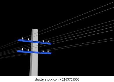 Electric Post With Cross Bar 3d Illustration