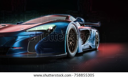 Electric power car. 3d render and illsutration.