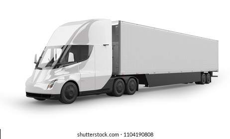 Electric Semi Truck 3D Rendering Isolated On White