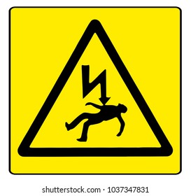 Electric Shock Warning Sigh Over A White Background