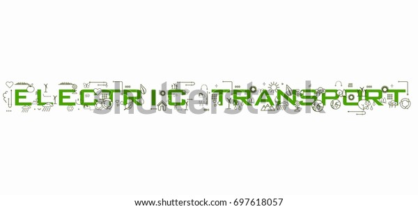 Electric Transport word with\
icons.