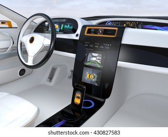 Electric Vehicle Automatic Parking System Interface Concept. 3D Rendering Image.