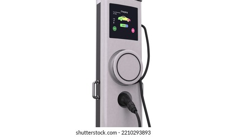 Electric Vehicle Charger Isolated On White Background.3d Rendering.