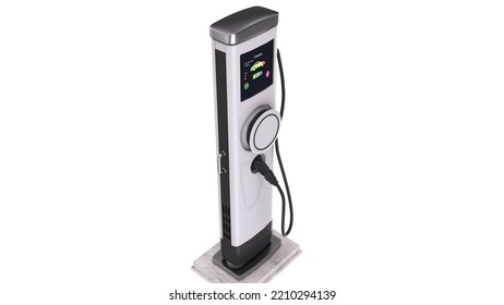 Electric Vehicle Charger Isolated On White Background.3d Rendering.