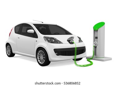 Electric Vehicle Charging Station. 3D rendering