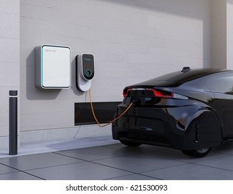 Electric Vehicle Charging Station For Home.  3D Rendering Image.