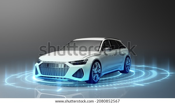 Electric vehicle EV modern car.\
save ecology alternative energy sustainable of future 3D\
rendering