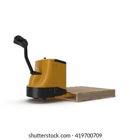 Electric Walkie Pallet Jack Isolated On White. 3D Illustration