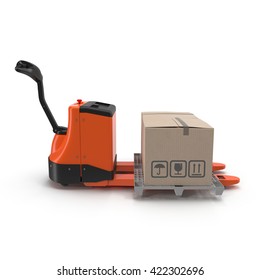 Electric Walkie Pallet Jack Isolated On White 3D Illustration