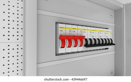 Electrical circuit breakers. 3D. 3D rendering - Powered by Shutterstock - Get 15% off with code: PIKWIZARD15