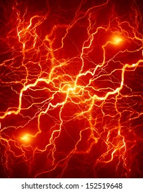 Electrical Spark Or Lightning On A Bright Red Background