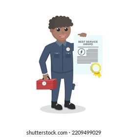 electrician african showing his award certificate design character on white background - Powered by Shutterstock