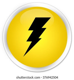 Electricity Icon Yellow Glossy Round Button