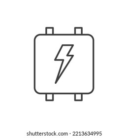 Electricity Meter Icon. A Simple Image Of An Electricity Meter With A Lightning Symbol. Over White Background.