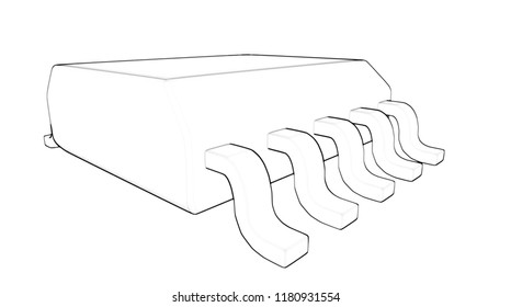 Electrionic Circuit Chip Package SSOP 3d illustration sketch outline