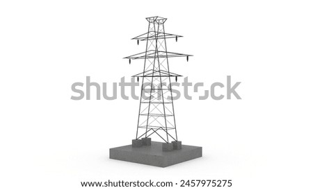 Electro tower energy transform on white back 3d render