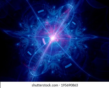 Electromagnetic field nuclear radioactive core, fractal background