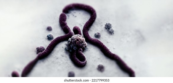 Electron Microscope Concept Of Ebola Virus, Ebola Viral Infection, Ebola Epidemics 3d Rendering